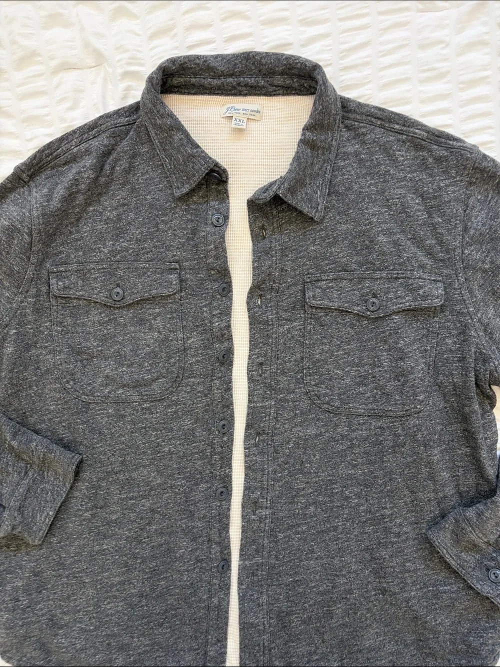 J. Crew Heathered 100% Cotton Button-Up Shirt Jacket. Waffle Knit Interior. NICE